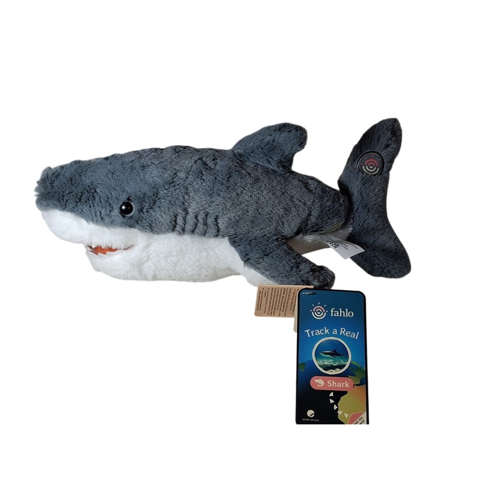 Fahlo Track a Real Shark Plush Grey White Stuffed Animal Interactive Toy